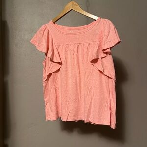 LOFT Coral Ruffle Sleeve Blouse